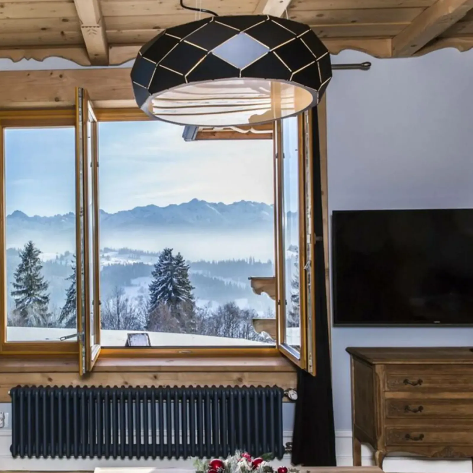 Sklep Kaja Czarna lampa wisząca, do salonu LP-8069/1P BK REUS | Kaja Oświetlenie New