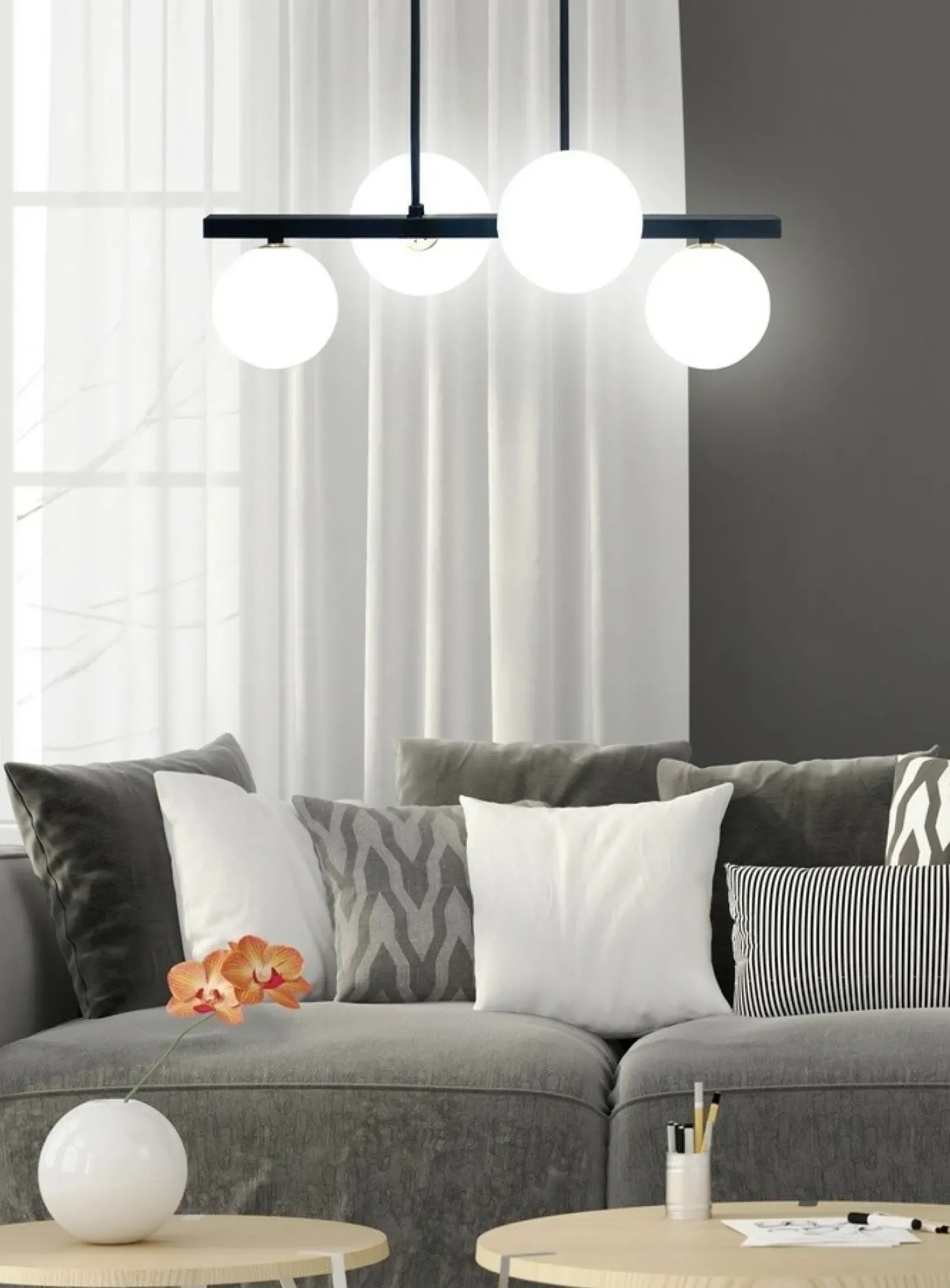Sklep Kaja Czarna lampa wisząca, do stylowej sypialni 34-01214 z serii KAMA Fashion