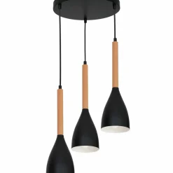 Sklep Kaja Czarna lampa wisząca, drewniana ozdoba LX 9740 z serii MUZA | Kaja Cheap
