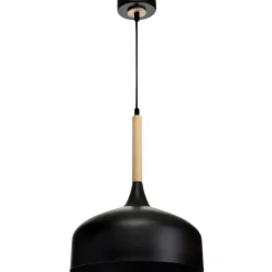 Sklep Kaja Czarna lampa wisząca, drewniany element MLP6218 z serii TAYLOR | Kaja Oświetleni Discount