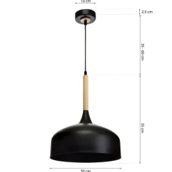 Sklep Kaja Czarna lampa wisząca, drewniany element MLP6218 z serii TAYLOR | Kaja Oświetleni Discount