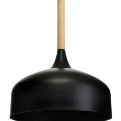 Sklep Kaja Czarna lampa wisząca, drewniany element MLP6218 z serii TAYLOR | Kaja Oświetleni Discount