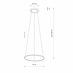 Sklep Kaja Czarna lampa wisząca koło 4000K ⌀45cm 10863 CIRCOLO LED | Kaja Discount