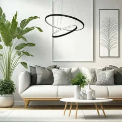 Sklep Kaja Czarna lampa wisząca LED, dwie obręcze ML7942 ROTONDA | Kaja Best Sale
