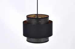Sklep Kaja Czarna lampa wisząca, listwa nad podłużny stół K-5283 z serii AMOS* Żyrandole Z Abażurem|Żyrandole Z Abażurami