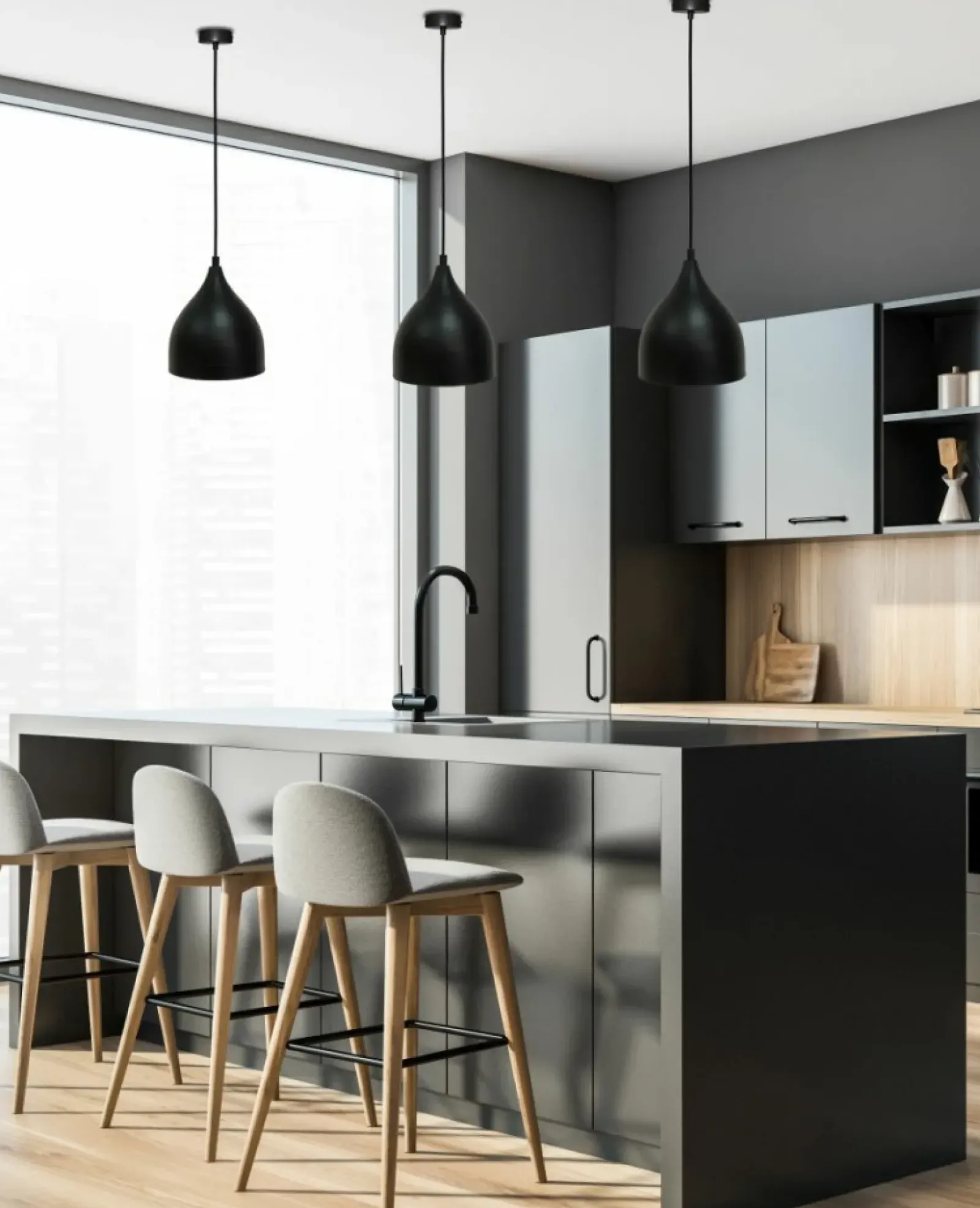 Sklep Kaja Czarna lampa wisząca metalowa LEDEA 50101268 YSTAD | Kaja Oświetlenie Outlet