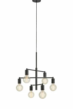 Sklep Kaja Czarna lampa wisząca na 6 ozdobnych żarówek 108717 CIELO | Kaja New