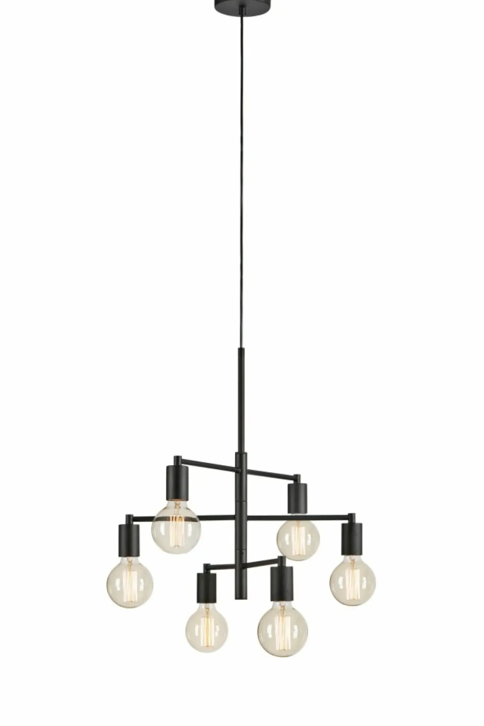 Sklep Kaja Czarna lampa wisząca na 6 ozdobnych żarówek 108717 CIELO | Kaja New