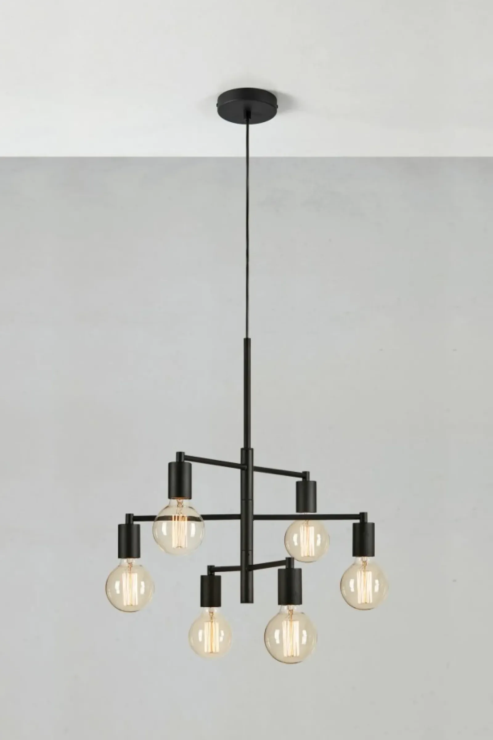 Sklep Kaja Czarna lampa wisząca na 6 ozdobnych żarówek 108717 CIELO | Kaja New