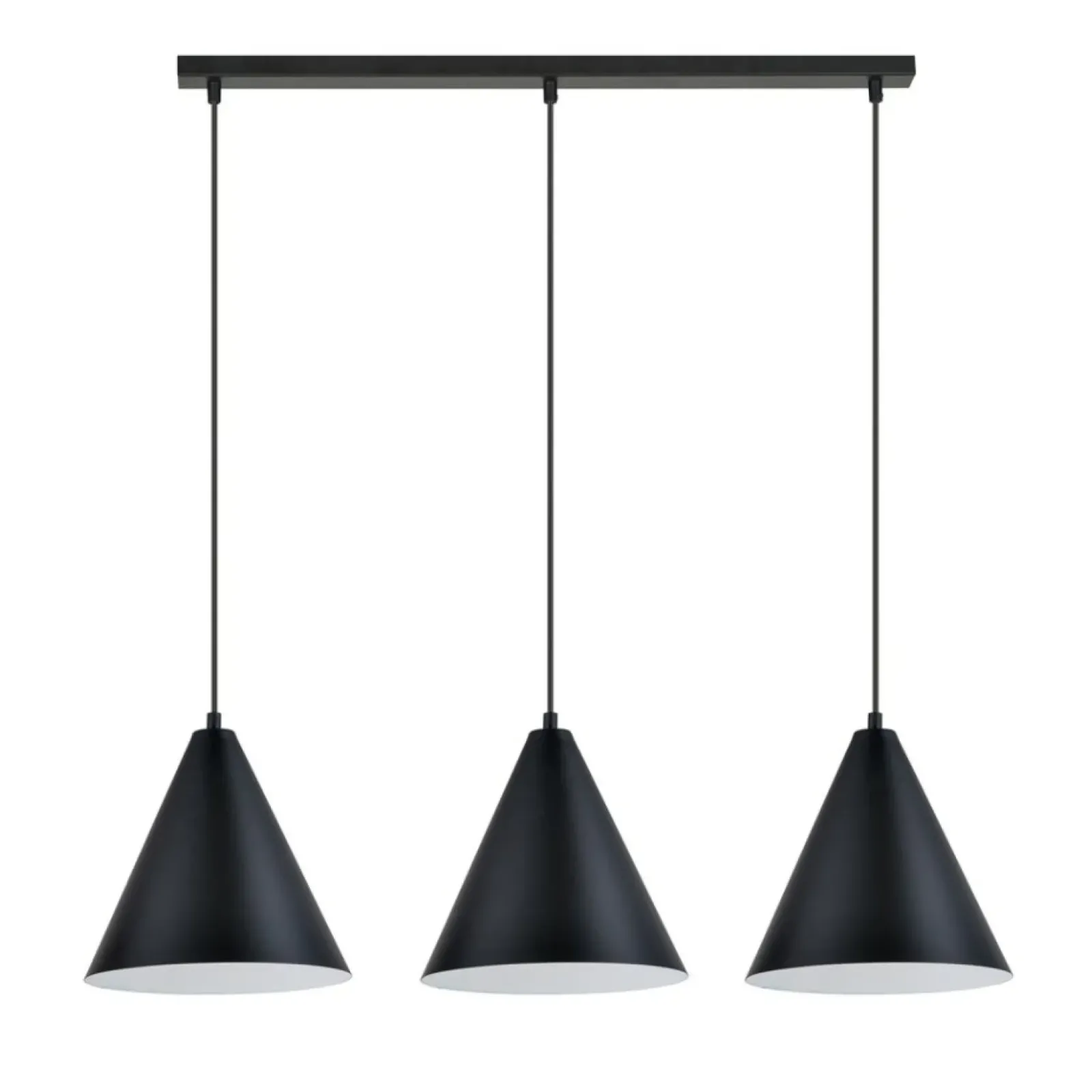 Sklep Kaja Czarna lampa wisząca na listwie, trzy klosze 1270/3 z serii REBEL Sale