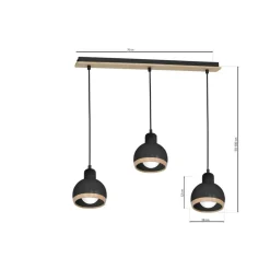 Sklep Kaja Czarna lampa wisząca na listwie, nad stół MLP7046 z serii OVAL | Kaja Oświetleni czarny Outlet