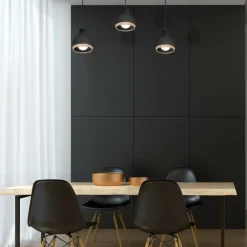 Sklep Kaja Czarna lampa wisząca na listwie, nad stół MLP7046 z serii OVAL | Kaja Oświetleni czarny Outlet