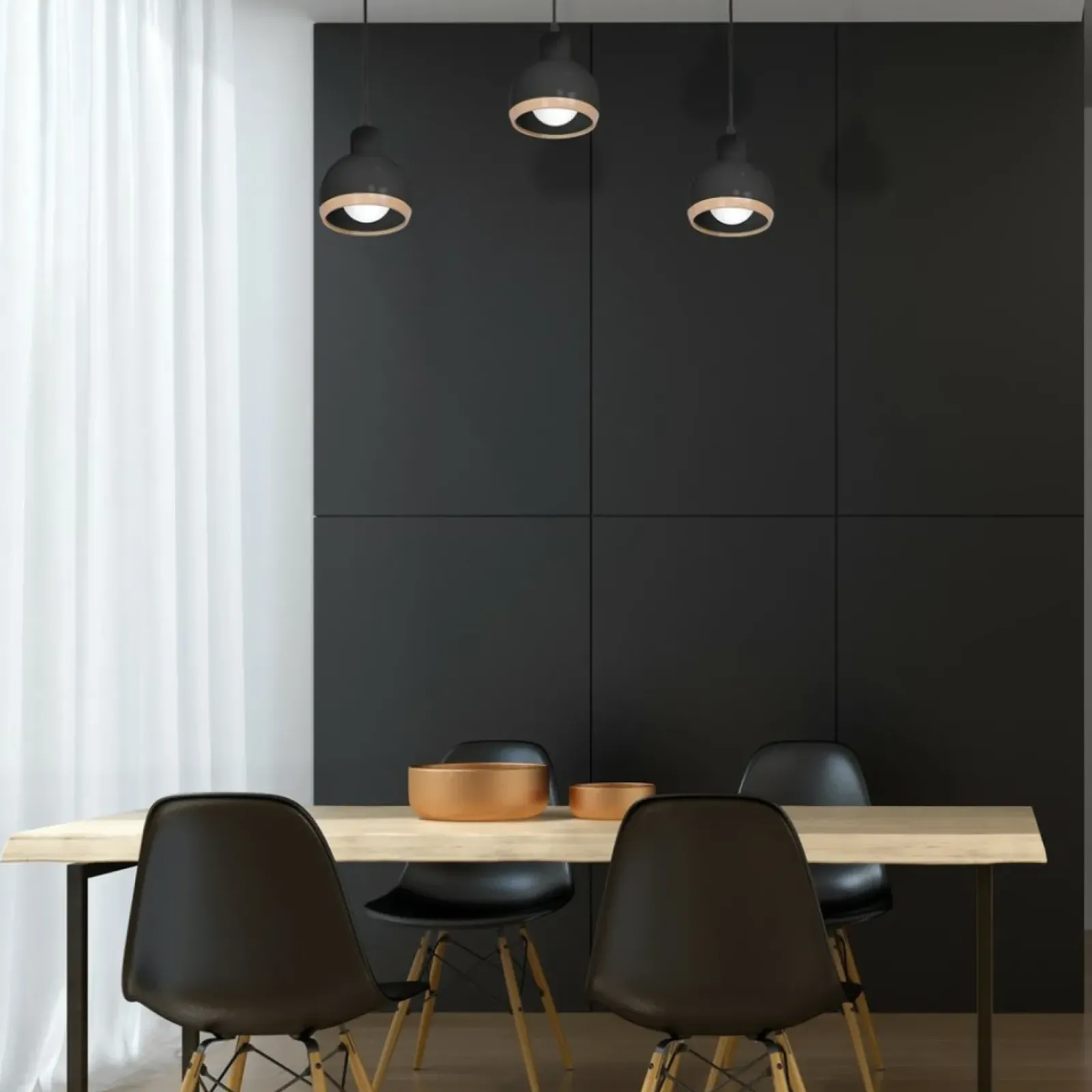 Sklep Kaja Czarna lampa wisząca na listwie, nad stół MLP7046 z serii OVAL | Kaja Oświetleni czarny Outlet