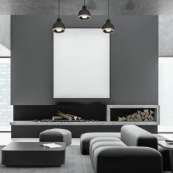 Sklep Kaja Czarna lampa wisząca na listwie, nad stół MLP7046 z serii OVAL | Kaja Oświetleni czarny Outlet