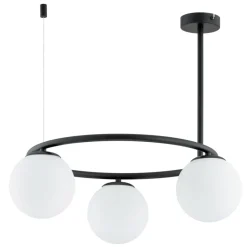 Sklep Kaja Czarna lampa wisząca, poziomy okrąg z kloszami AL 62426 z serii RINGO Fashion
