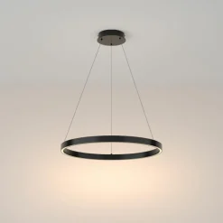 Sklep Kaja Czarna lampa wisząca, świecący ring MOD058PL-L32B3K z serii RIM | Kaja Fashion