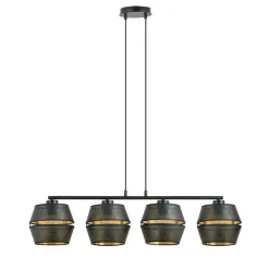 Sklep Kaja Czarna lampa wisząca z ażurowymi abażurami 1185/4 z serii MALIA | Kaja czarny Outlet