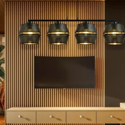 Sklep Kaja Czarna lampa wisząca z ażurowymi abażurami 1185/4 z serii MALIA | Kaja czarny Outlet