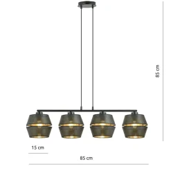 Sklep Kaja Czarna lampa wisząca z ażurowymi abażurami 1185/4 z serii MALIA | Kaja czarny Outlet