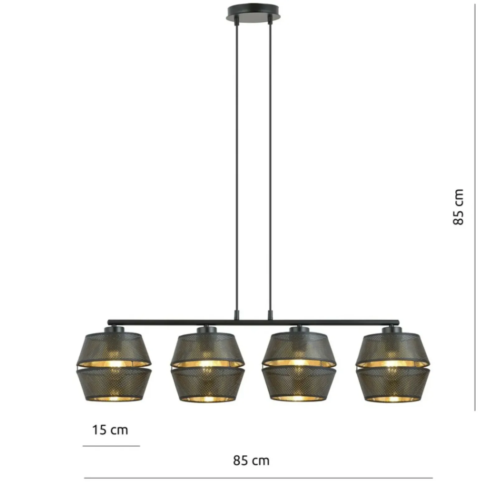 Sklep Kaja Czarna lampa wisząca z ażurowymi abażurami 1185/4 z serii MALIA | Kaja czarny Outlet