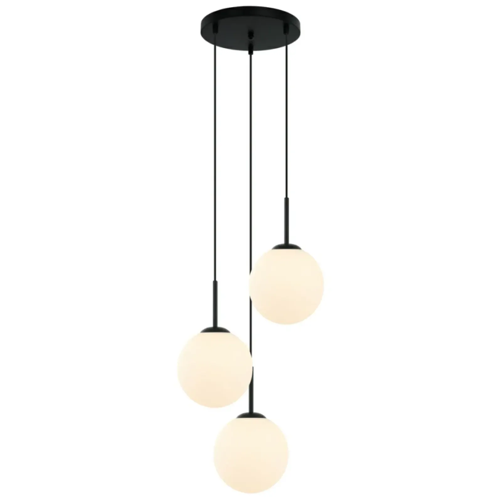 Sklep Kaja Czarna lampa wisząca z białymi kloszami PND-5578-3S-BK DEORE | Kaja Sale