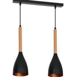 Sklep Kaja Czarna lampa wisząca z dekoracyjnym drewnem LX 9113 z serii MUZA Cheap