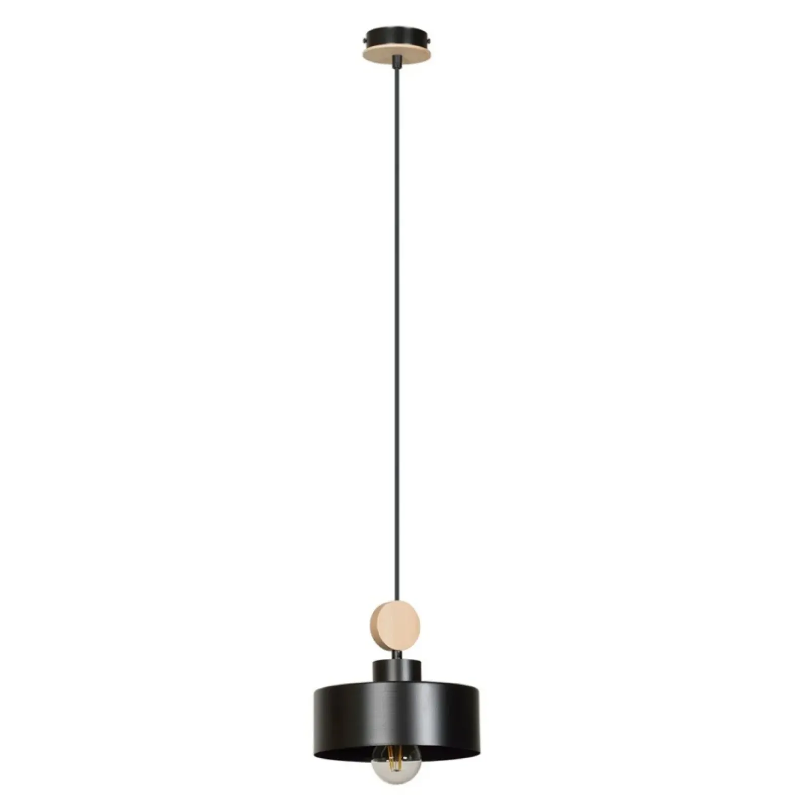 Sklep Kaja Czarna lampa wisząca z drewnianym elementem 582/1 | Kaja Oświetlenie czarny Clearance