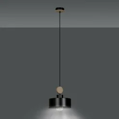 Sklep Kaja Czarna lampa wisząca z drewnianym elementem 582/1 | Kaja Oświetlenie czarny Clearance