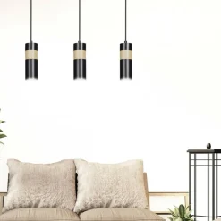 Sklep Kaja Czarna lampa wisząca z drewnianym zdobieniem 732/3 z serii AKA Store