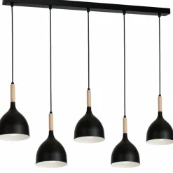 Sklep Kaja Czarna lampa wisząca z drewnianymi ozdobami LX 1877 z serii NOAK WOOD Discount