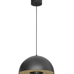 Sklep Kaja Czarna lampa wisząca z drewnem ⌀35m LX 4540 ELGUND | Kaja Oświetlenie Discount