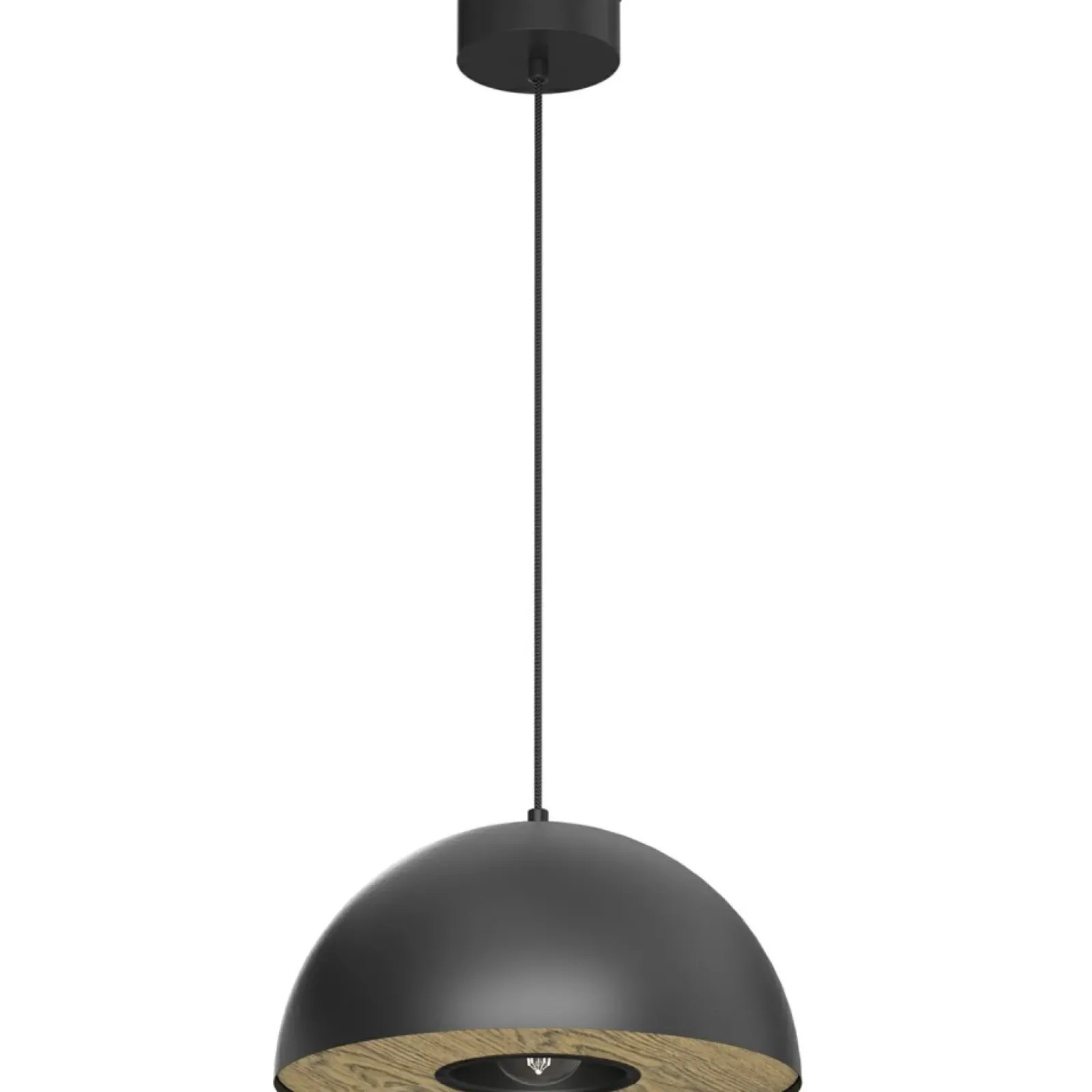 Sklep Kaja Czarna lampa wisząca z drewnem ⌀35m LX 4540 ELGUND | Kaja Oświetlenie Discount