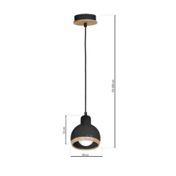 Sklep Kaja Czarna lampa wisząca z drewnianym elementem MLP7045 z serii OVAL | Kaja Oświetle czarny Fashion