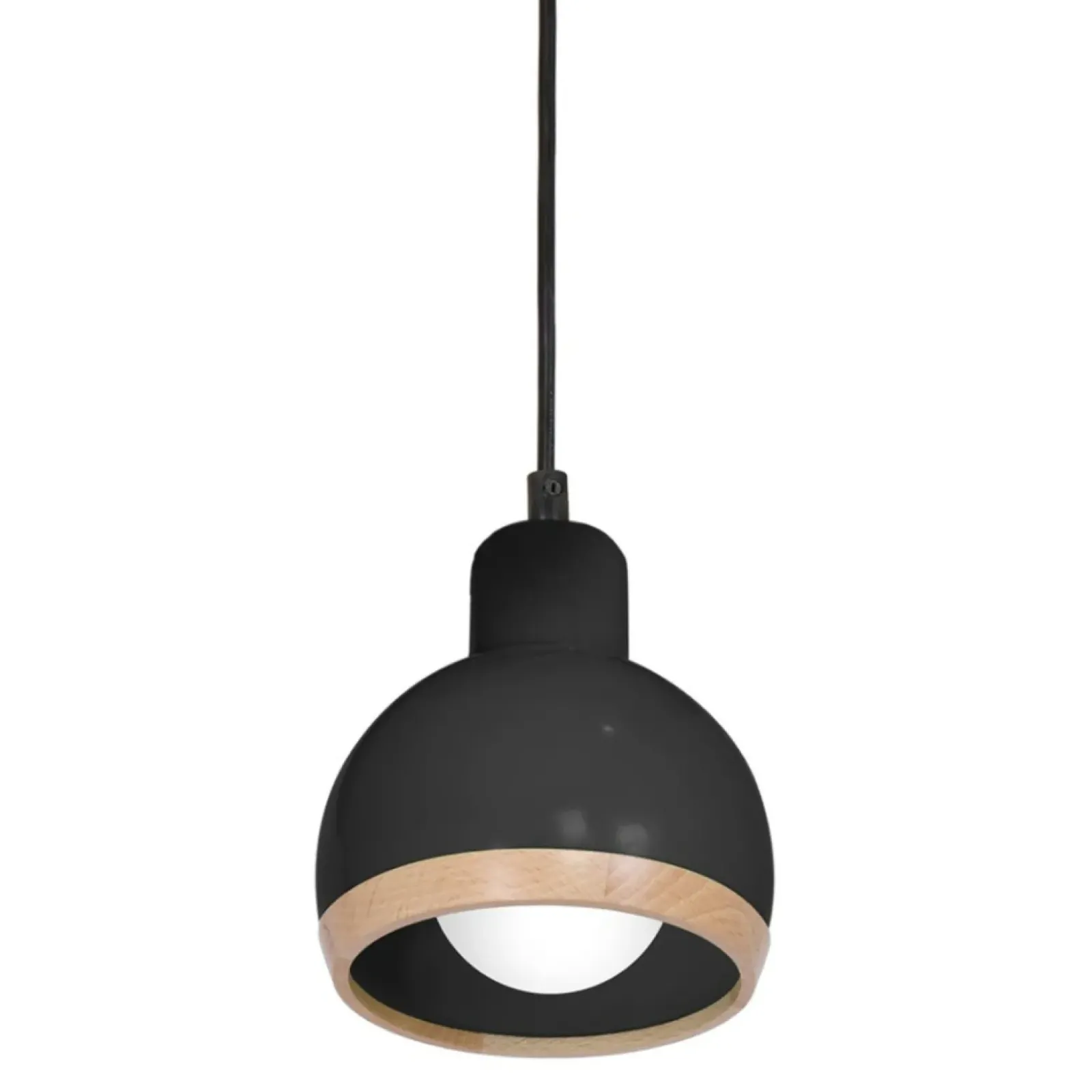 Sklep Kaja Czarna lampa wisząca z drewnianym elementem MLP7045 z serii OVAL | Kaja Oświetle czarny Fashion