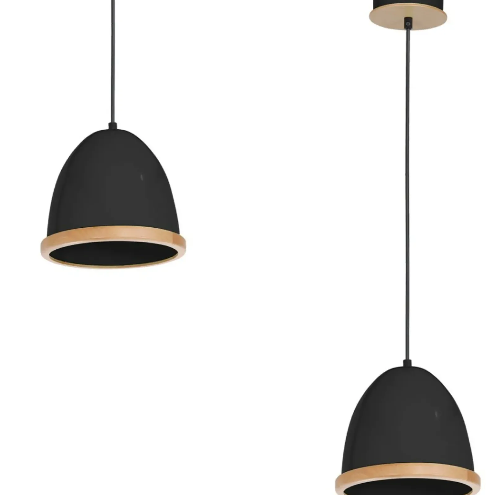 Sklep Kaja Czarna lampa wisząca z drewnianą obwódką MLP8852 z serii STUDIO | Kaja Oświetlen Fashion