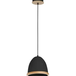 Sklep Kaja Czarna lampa wisząca z drewnianą obwódką MLP8852 z serii STUDIO | Kaja Oświetlen Fashion