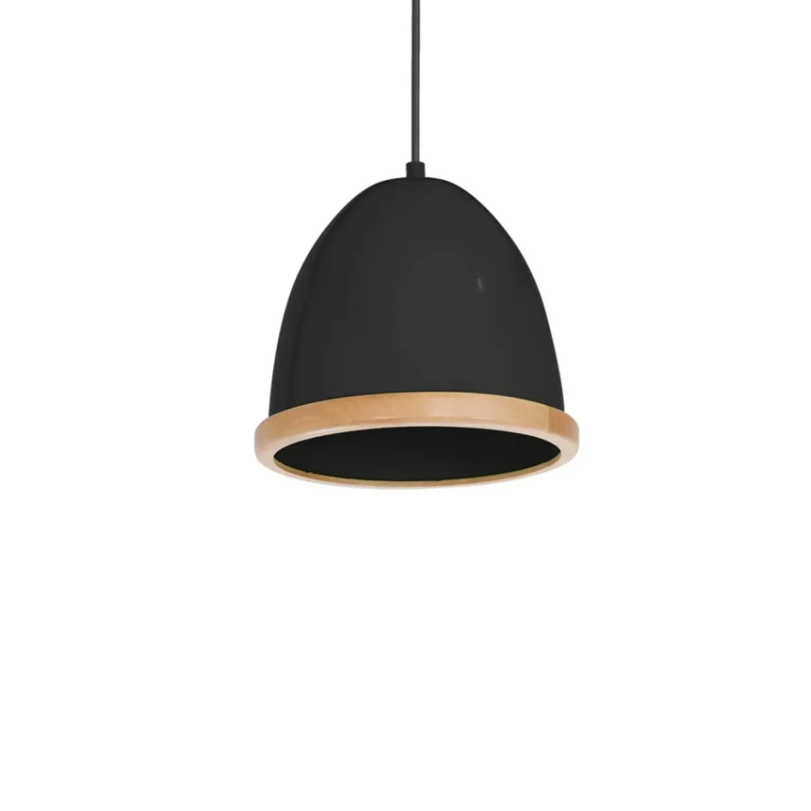 Sklep Kaja Czarna lampa wisząca z drewnianą obwódką MLP8852 z serii STUDIO | Kaja Oświetlen Fashion