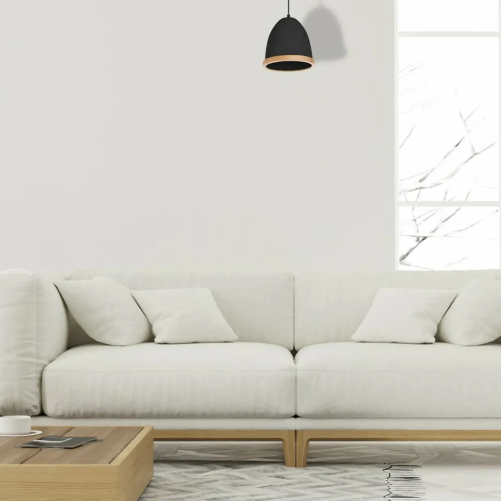 Sklep Kaja Czarna lampa wisząca z drewnianą obwódką MLP8852 z serii STUDIO | Kaja Oświetlen Fashion