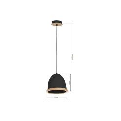 Sklep Kaja Czarna lampa wisząca z drewnianą obwódką MLP8852 z serii STUDIO | Kaja Oświetlen Fashion