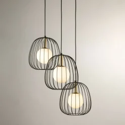 Sklep Kaja Czarna lampa wisząca z drucianymi abażurami SIG 40729 BELL | Kaja Discount