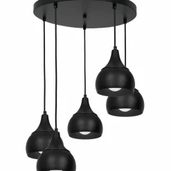 Sklep Kaja Czarna lampa wisząca z gustownymi kloszami LX 3377 z serii AKTAN czarny Fashion