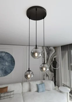 Sklep Kaja Czarna lampa wisząca z kloszami do salonu 712/3PREM | Kaja Oświetlenie Sale