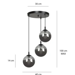 Sklep Kaja Czarna lampa wisząca z kloszami do salonu 712/3PREM | Kaja Oświetlenie Sale