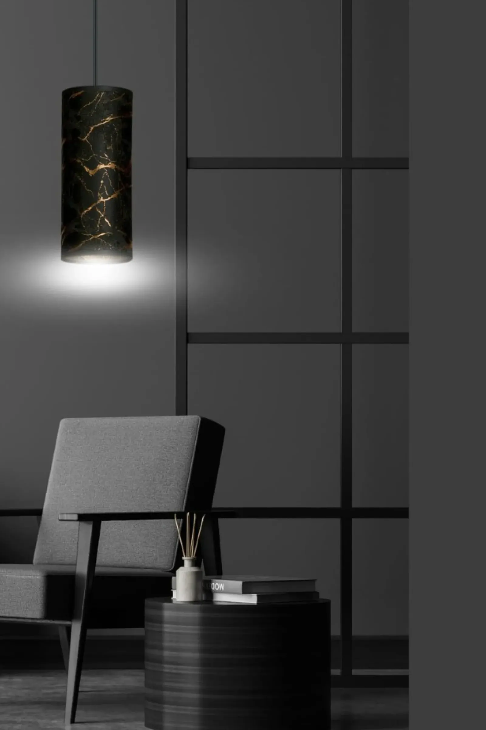 Sklep Kaja Czarna lampa wisząca z marmurowym wzorem 1056/1 KARLI | Kaja czarny Best Sale