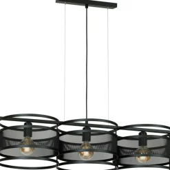 Sklep Kaja Czarna lampa wisząca z ozdobnymi obręczami LX 1121 z serii RIM | Kaja* Żyrandole Z Abażurem