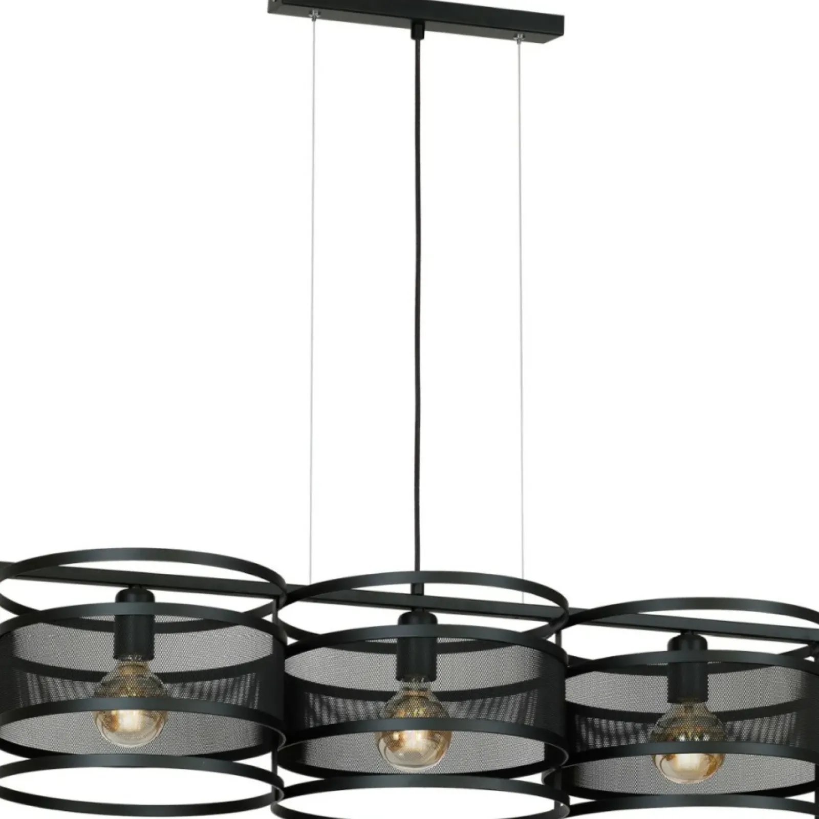 Sklep Kaja Czarna lampa wisząca z ozdobnymi obręczami LX 1121 z serii RIM | Kaja* Żyrandole Z Abażurem