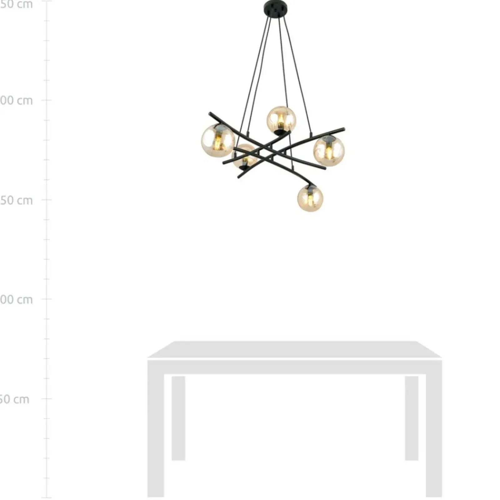 Sklep Kaja Czarna lampa wisząca z pięcioma miodowymi kloszami 1204/5 z serii ESSA czarny Outlet