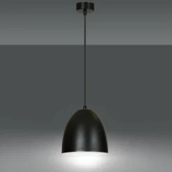 Sklep Kaja Czarna lampa wisząca z półkolistym kloszem 391/1 | Kaja Oświetlenie Sale