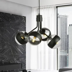 Sklep Kaja Czarna lampa wisząca z regulowaną wysokością 1139/4 NOVA | Kaja Discount