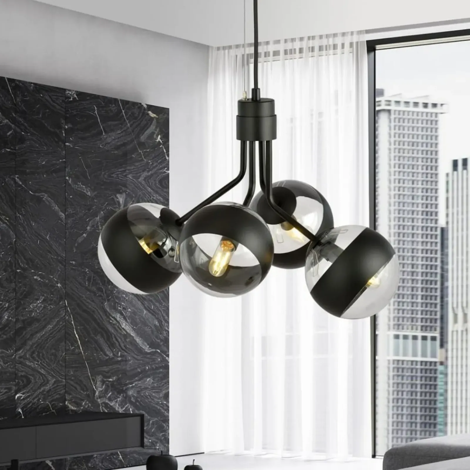 Sklep Kaja Czarna lampa wisząca z regulowaną wysokością 1139/4 NOVA | Kaja Discount